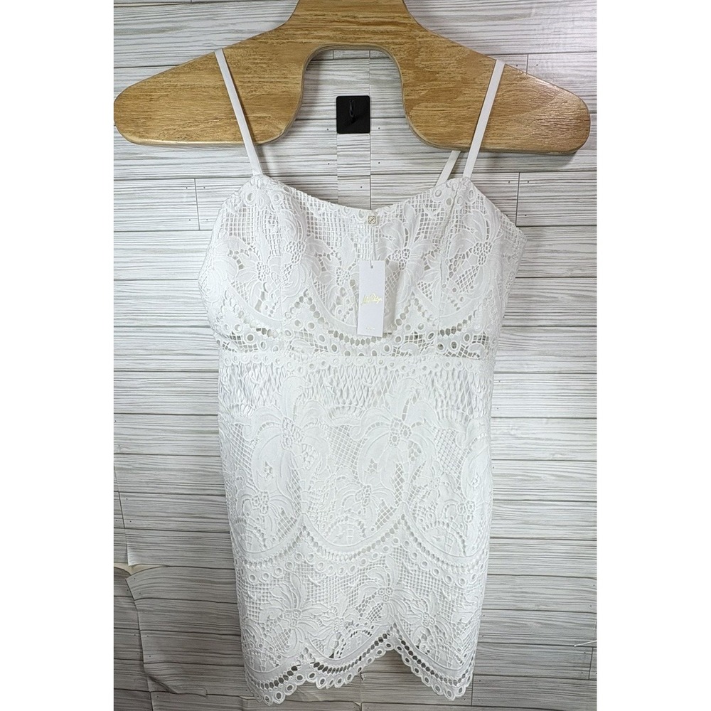 NWT Lilly Pulitzer Risette Lace Dress Resort White Palms In Paradise Lace Sz 14